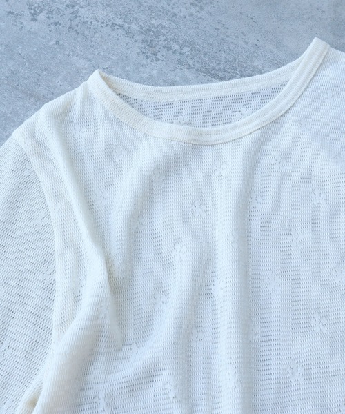 bulle de savon(ビュルデサボン)の「△hana×mesh ジャガード 半袖プルオーバー(Tシャツ/カットソー・レディース・カーキ/チャコールグレー/ホワイト/キナリ・FREE)」の17枚目の写真