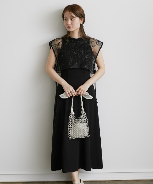 Jolie et Jolie（ジョリーエジョリー）の「スパンコールレースドッキングワンピースドレス（ドレス・レディース・ピンク/グリーン/ブラック・M）」の2枚目の写真