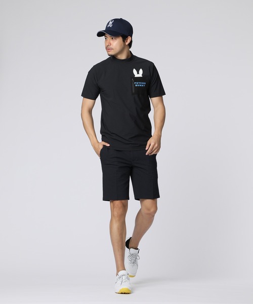Psycho Bunny サイコバニー ビッグロゴ 半袖 モックネック シャツ GOLF]ラバーロゴ 半袖モックネックTシャツ｜Psycho Bunny