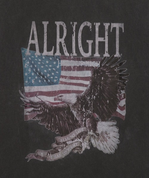 SPINNS（スピンズ）の「ピグメント加工ノースリーブTシャツ/レトロイーグル/短丈/古着風（Tシャツ/カットソー・メンズ・ブラック/カーキ・ONESIZE）」の7枚目の写真