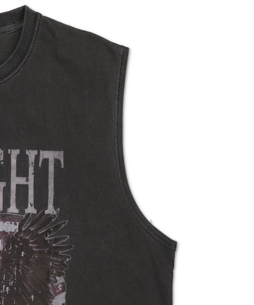 SPINNS（スピンズ）の「ピグメント加工ノースリーブTシャツ/レトロイーグル/短丈/古着風（Tシャツ/カットソー・メンズ・ブラック/カーキ・ONESIZE）」の8枚目の写真