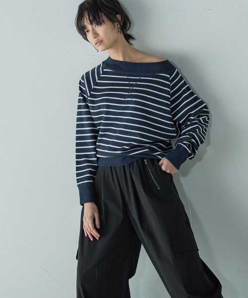 MAYSON GREY(メイソングレイ)の「Vガゼットドルマンニットプルオーバー≪手洗い可能≫(ニット/セーター・レディース・ブルー系その他/ライトグレー/ブルー/ホワイト/レッド系その他・M)」の9枚目の写真