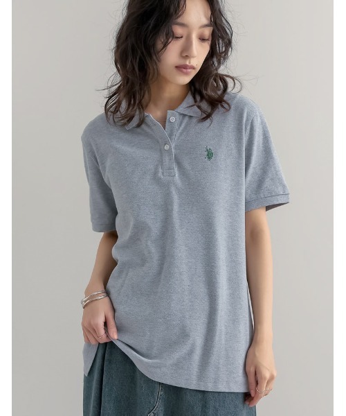 U.S. POLO ASSN.（ユーエスポロアッスン）の「[U.S. POLO ASSN.][別注]鹿の子刺繍ポロシャツ（Tシャツ/カットソー・レディース・ホワイト/ネイビー/ブラック/グレー・MEDIUM/LARGE）」の3枚目の写真