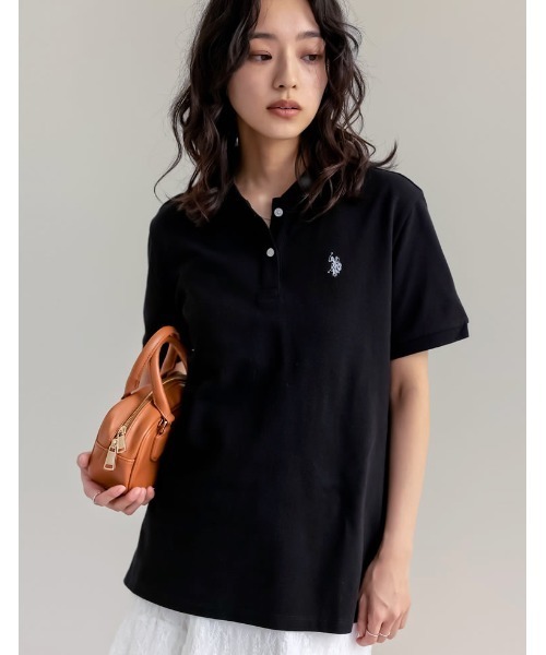 U.S. POLO ASSN.（ユーエスポロアッスン）の「[U.S. POLO ASSN.][別注]鹿の子刺繍ポロシャツ（Tシャツ/カットソー・レディース・ホワイト/ネイビー/ブラック/グレー・MEDIUM/LARGE）」の5枚目の写真