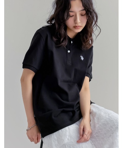 U.S. POLO ASSN.（ユーエスポロアッスン）の「[U.S. POLO ASSN.][別注]鹿の子刺繍ポロシャツ（Tシャツ/カットソー・レディース・ホワイト/ネイビー/ブラック/グレー・MEDIUM/LARGE）」の9枚目の写真