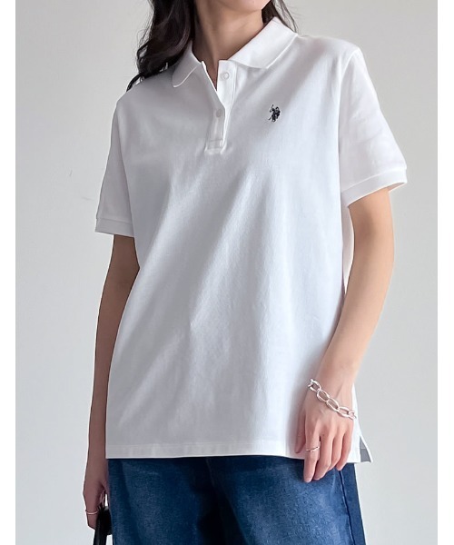 U.S. POLO ASSN.（ユーエスポロアッスン）の「[U.S. POLO ASSN.][別注]鹿の子刺繍ポロシャツ（Tシャツ/カットソー・レディース・ホワイト/ネイビー/ブラック/グレー・MEDIUM/LARGE）」の12枚目の写真
