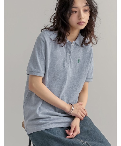 U.S. POLO ASSN.（ユーエスポロアッスン）の「[U.S. POLO ASSN.][別注]鹿の子刺繍ポロシャツ（Tシャツ/カットソー・レディース・ホワイト/ネイビー/ブラック/グレー・MEDIUM/LARGE）」の17枚目の写真