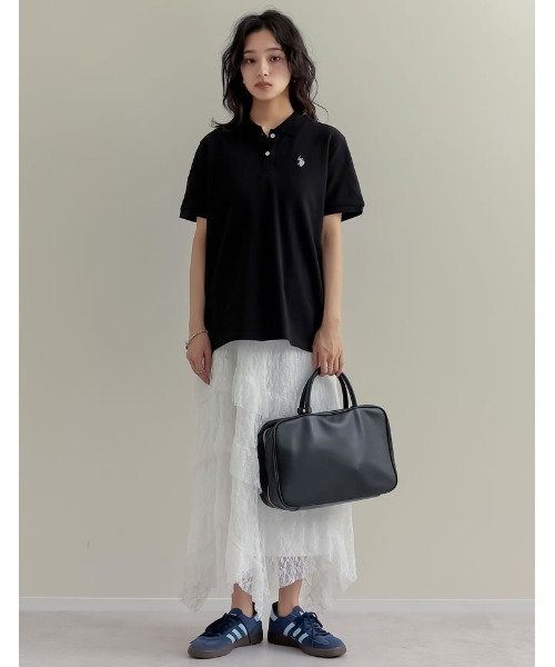 U.S. POLO ASSN.（ユーエスポロアッスン）の「[U.S. POLO ASSN.][別注]鹿の子刺繍ポロシャツ（Tシャツ/カットソー・レディース・ホワイト/ネイビー/ブラック/グレー・MEDIUM/LARGE）」の10枚目の写真