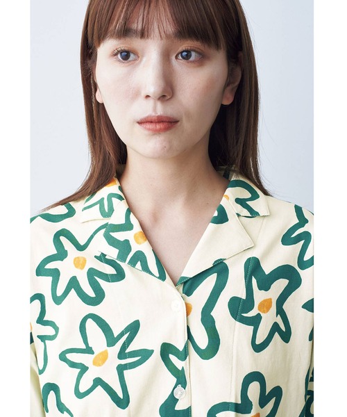 パジャマ レディース 上下 刺繍 白 XL-2XLsize 綿100% 24zm328