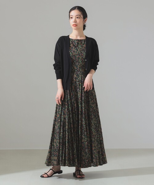 デミルクス　ビームス　シアータイプ　カーディガン　黒 Demi-Luxe BEAMS（デミルクス ビームス）リネン混 シアー カーディガン
