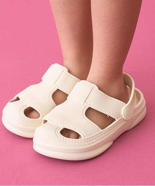 Lycee mine(リセマイン)の「【フロントカバーで安心】EVAサンダル(サンダル・キッズ・オフホワイト/ライトピンク/エメラルド/ブラック/イエロー/グリーン系その他・15cm/16cm/14cm/18cm/17cm)」の1枚目の写真