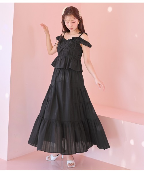 PEACH JOHN（ピーチジョン）の「デコラティブフリルキャミ（キャミソール・レディース・オレンジ系その他/ブラック・ONE SIZE）」の3枚目の写真