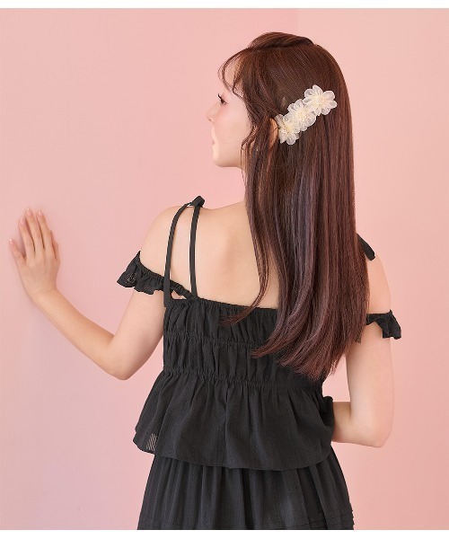 PEACH JOHN（ピーチジョン）の「デコラティブフリルキャミ（キャミソール・レディース・オレンジ系その他/ブラック・ONE SIZE）」の5枚目の写真