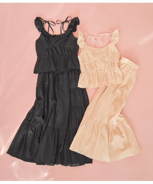 PEACH JOHN（ピーチジョン）の「デコラティブフリルキャミ（キャミソール・レディース・オレンジ系その他/ブラック・ONE SIZE）」の8枚目の写真