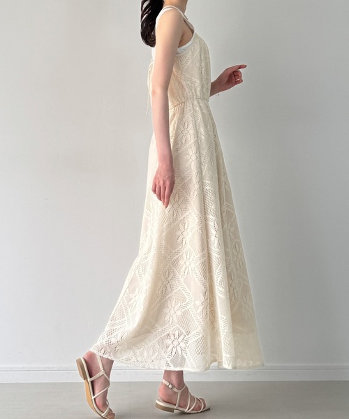 junoah（ジュノア）の「バックリボンカットデザインギャザーキャミワンピース（ワンピース・レディース・クリーム/ブラック・SMALL/MEDIUM/LARGE）」の7枚目の写真