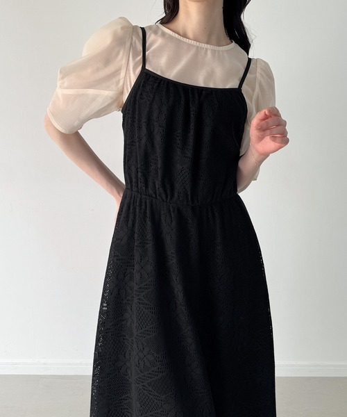 junoah（ジュノア）の「バックリボンカットデザインギャザーキャミワンピース（ワンピース・レディース・クリーム/ブラック・SMALL/MEDIUM/LARGE）」の10枚目の写真