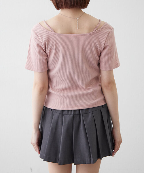 mline（エムライン）の「[mline]レイヤードWZIPT（Tシャツ/カットソー・レディース・グレー/オフホワイト/ネイビー/ピンク・FREE）」の6枚目の写真