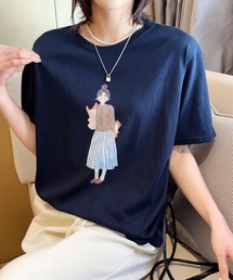 かわいいイラストプリントTシャツ (SS)