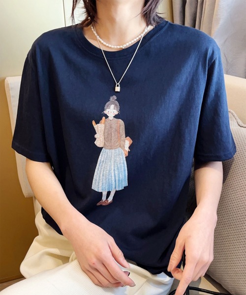 aimoha(アイモハ)の「かわいいイラストプリントTシャツ (SS)(Tシャツ/カットソー・レディース・ライトグレー/ネイビー/グレー/オフホワイト/カーキ/バーガンディー・FREE)」の15枚目の写真