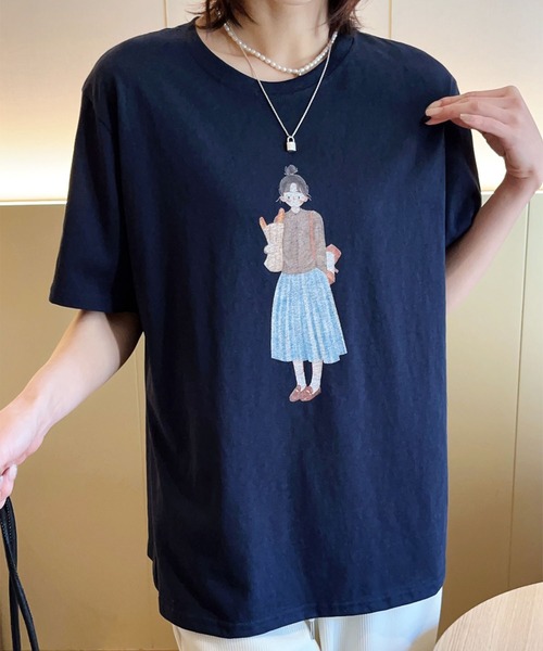 aimoha(アイモハ)の「かわいいイラストプリントTシャツ (SS)(Tシャツ/カットソー・レディース・ライトグレー/ネイビー/グレー/オフホワイト/カーキ/バーガンディー・FREE)」の16枚目の写真