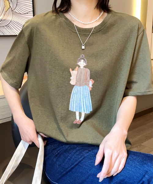 aimoha(アイモハ)の「かわいいイラストプリントTシャツ (SS)(Tシャツ/カットソー・レディース・ライトグレー/ネイビー/グレー/オフホワイト/カーキ/バーガンディー・FREE)」の20枚目の写真