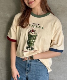 DOUBLE NAME | PARLOR刺しゅうリンガーTEE(Tシャツ/カットソー)