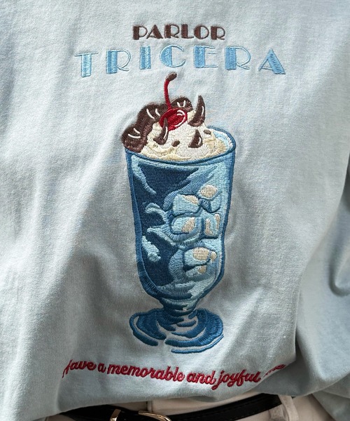 tシャツ PARLOR刺しゅうリンガーTEE レディース DOUBLE NAME tシャツ PARLOR刺しゅうリンガーTEE レディース