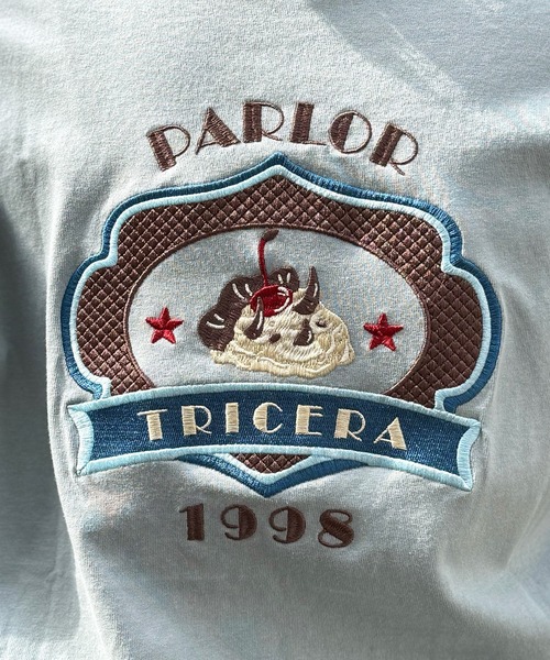 tシャツ PARLOR刺しゅうリンガーTEE レディース DOUBLE NAME tシャツ PARLOR刺しゅうリンガーTEE レディース