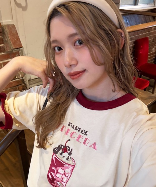 DOUBLE NAME（ダブルネーム）の「PARLOR刺しゅうリンガーTEE（Tシャツ/カットソー・レディース・ブルー/オフホワイト/ホワイト系その他2・FREE）」の20枚目の写真