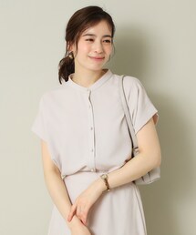 【UVケア／吸水速乾／洗濯機OK／冷感】麻調合繊タックブラウス＜ラク服シリーズ＞