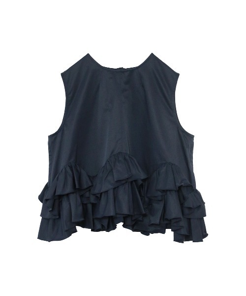 【美品】MARILYNMOONタフタスパイラルラッフル半袖トップス　黒 Marilyn Moon tシャツ タフタスパイラルラッフルハーフスリーブ
