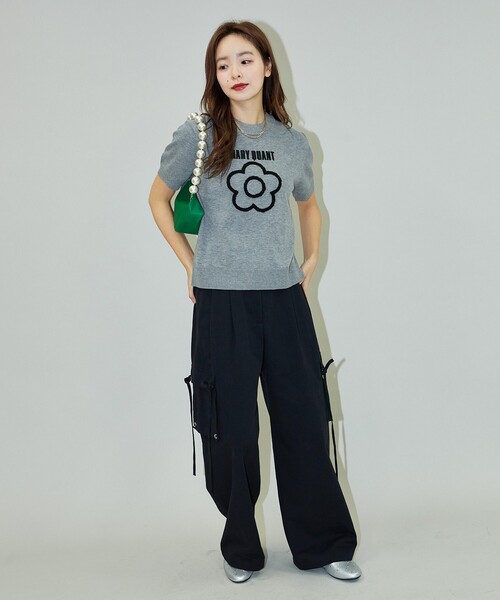 MARY QUANT/相良刺繍 ショートスリーブ サマーニットTシャツ