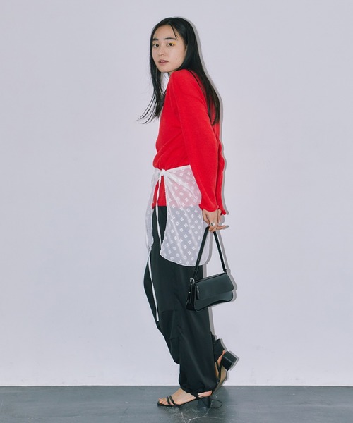 LIENCOEUR(リアンクール)の「シアーLGニットトップス(ニット/セーター・レディース・ライトピンク/ホワイト/グレー/レッド・FREE)」の12枚目の写真