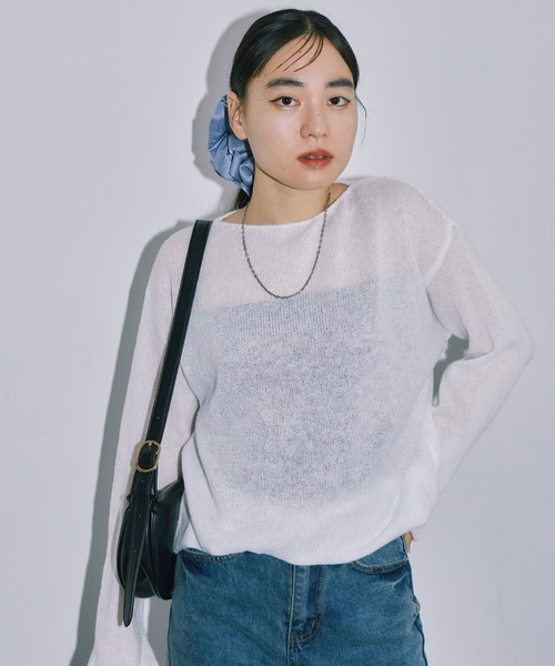 LIENCOEUR(リアンクール)の「シアーLGニットトップス(ニット/セーター・レディース・ライトピンク/ホワイト/グレー/レッド・FREE)」の15枚目の写真