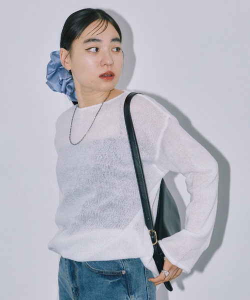 LIENCOEUR(リアンクール)の「シアーLGニットトップス(ニット/セーター・レディース・ライトピンク/ホワイト/グレー/レッド・FREE)」の16枚目の写真