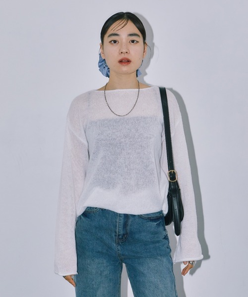 LIENCOEUR(リアンクール)の「シアーLGニットトップス(ニット/セーター・レディース・ライトピンク/ホワイト/グレー/レッド・FREE)」の17枚目の写真