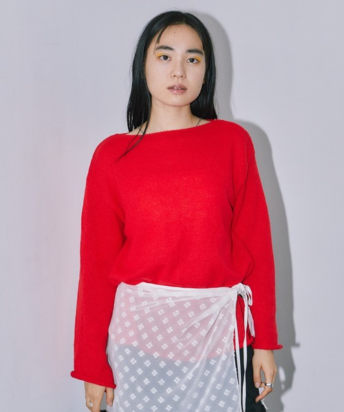 LIENCOEUR(リアンクール)の「シアーLGニットトップス(ニット/セーター・レディース・ライトピンク/ホワイト/グレー/レッド・FREE)」の9枚目の写真