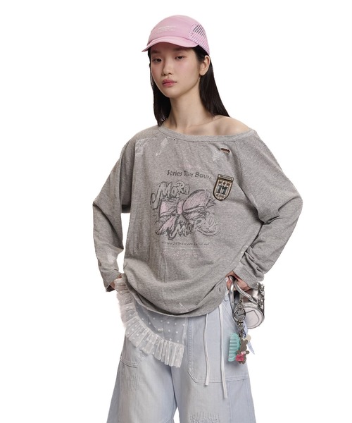 ワンショルダーリボントップス CT0332【Moromoro2】【2025SS ワンショルダーリボントップス CT0332【Moromoro2】【2025SS