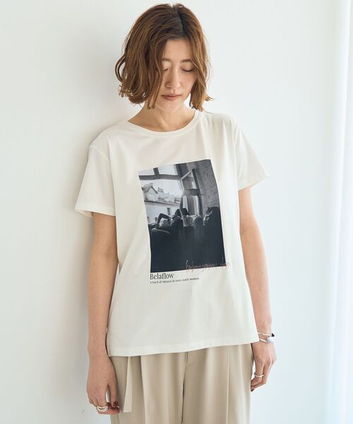 YECCA VECCA(イェッカヴェッカ)の「フォトプリントTee(Tシャツ/カットソー・レディース・オフホワイト/ブラック・FREE)」の2枚目の写真