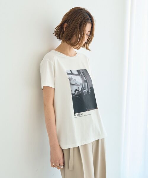 YECCA VECCA(イェッカヴェッカ)の「フォトプリントTee(Tシャツ/カットソー・レディース・オフホワイト/ブラック・FREE)」の3枚目の写真