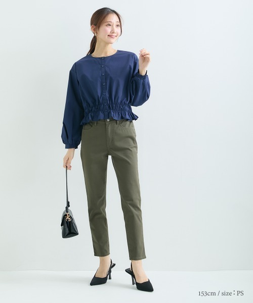 Petitjo(プッチージョ)の「小さいサイズ ゆるフィットスキニーツイルパンツ 低身長さん・小柄女性(その他パンツ・レディース・ライトベージュ/ブラック/カーキ・PSS/PS/PM/PL)」の14枚目の写真