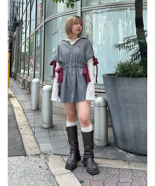 jouetie（ジュエティ）の「ウエストリボンチュニックシャツ（シャツ/ブラウス・レディース・オフホワイト/グレー/ブルー/ボルドー・MEDIUM）」の18枚目の写真