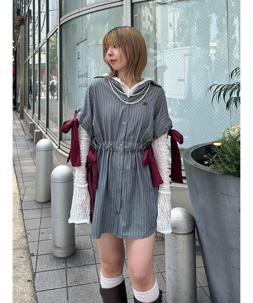 jouetie（ジュエティ）の「ウエストリボンチュニックシャツ（シャツ/ブラウス・レディース・オフホワイト/グレー/ブルー/ボルドー・MEDIUM）」の16枚目の写真