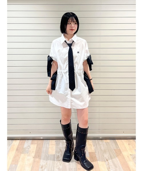 jouetie（ジュエティ）の「ウエストリボンチュニックシャツ（シャツ/ブラウス・レディース・オフホワイト/グレー/ブルー/ボルドー・MEDIUM）」の10枚目の写真