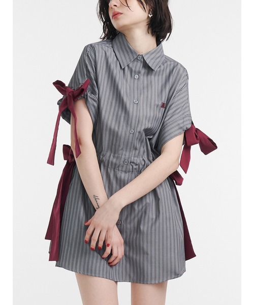 jouetie（ジュエティ）の「ウエストリボンチュニックシャツ（シャツ/ブラウス・レディース・オフホワイト/グレー/ブルー/ボルドー・MEDIUM）」の15枚目の写真