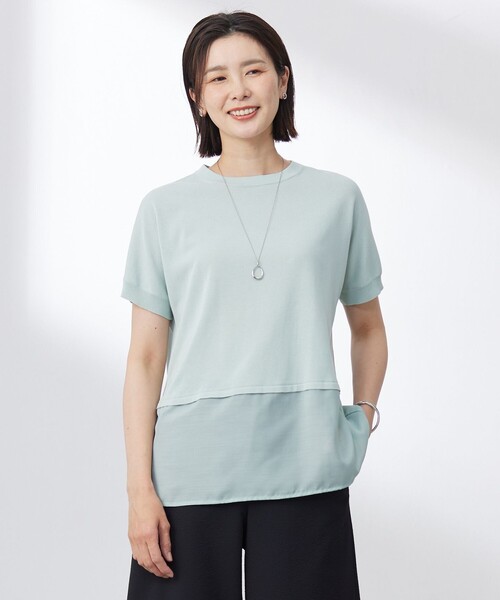 J.PRESS Ladies(J.プレス レディス)の「【洗える・抗菌防臭】FABRIC コンビ ニット(ニット/セーター・レディース・ブラック系/ベージュ系/ライトグリーン系・SMALL)」の3枚目の写真