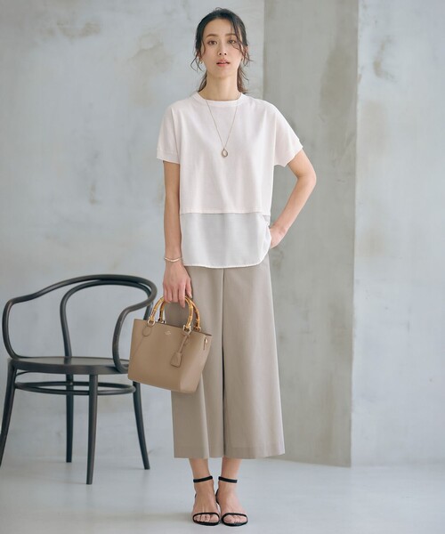 J.PRESS Ladies(J.プレス レディス)の「【洗える・抗菌防臭】FABRIC コンビ ニット(ニット/セーター・レディース・ブラック系/ベージュ系/ライトグリーン系・SMALL)」の4枚目の写真