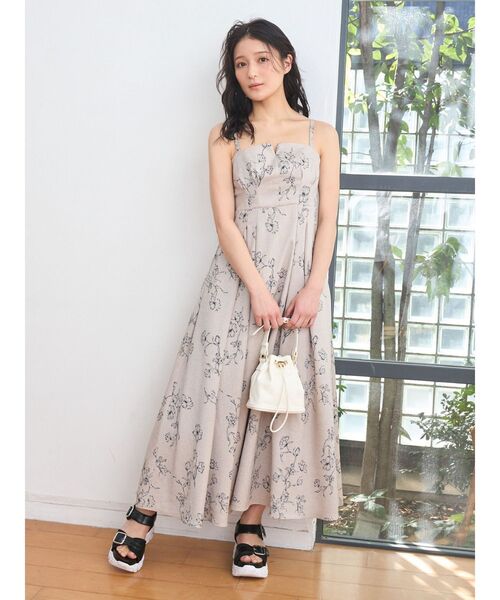 MERCURYDUO（マーキュリーデュオ）の「リネンライクバックレースアップキャミワンピース（ワンピース・レディース・ベージュ/アイボリー/ブラック/グレー・X-SMALL/SMALL/MEDIUM）」の9枚目の写真