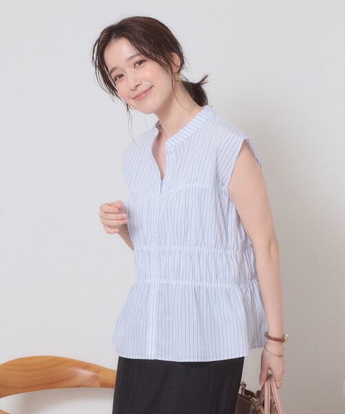 ITS'DEMO（イッツデモ）の「【洗濯機OK】ギャザーストライプブラウス（シャツ/ブラウス・レディース・ホワイト系5/ブルー系2/サックスブルー系2・00）」の20枚目の写真