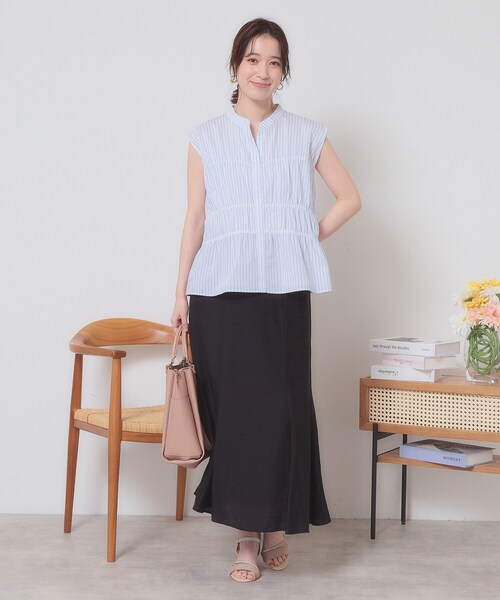 ITS'DEMO（イッツデモ）の「【洗濯機OK】ギャザーストライプブラウス（シャツ/ブラウス・レディース・ホワイト系5/ブルー系2/サックスブルー系2・00）」の21枚目の写真